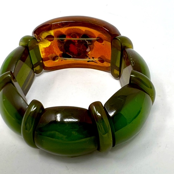 Gorgeous green & amber coloured bracelet! VINTAGE beyond the usual… - Picture 2 of 3